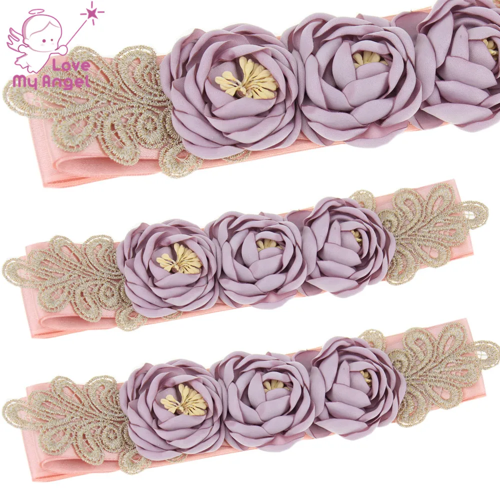Women Girl Flower Sash Belt Wedding Sashes Burn Satin Flower Sash Match