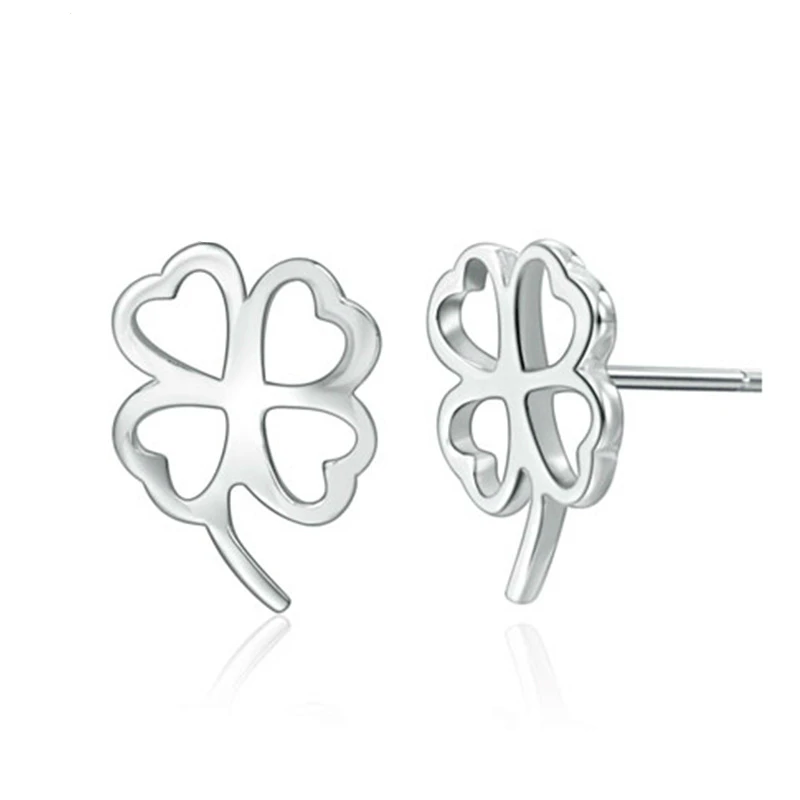 

Silver Color Clover Stud Earrings Simple Korean Women Fashion Earrings Wholesale