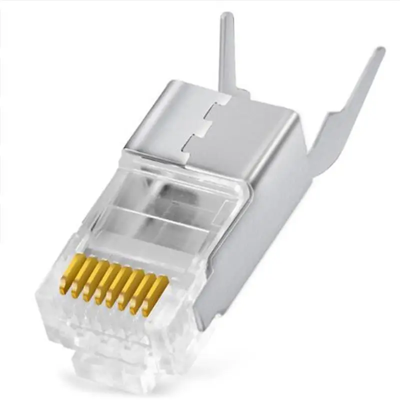 

CAT7 Crystal Head FTP 50u Gold-plated 8P8C Plug RJ45 Connector Network Cable Adapter Computer 10G Ethernet