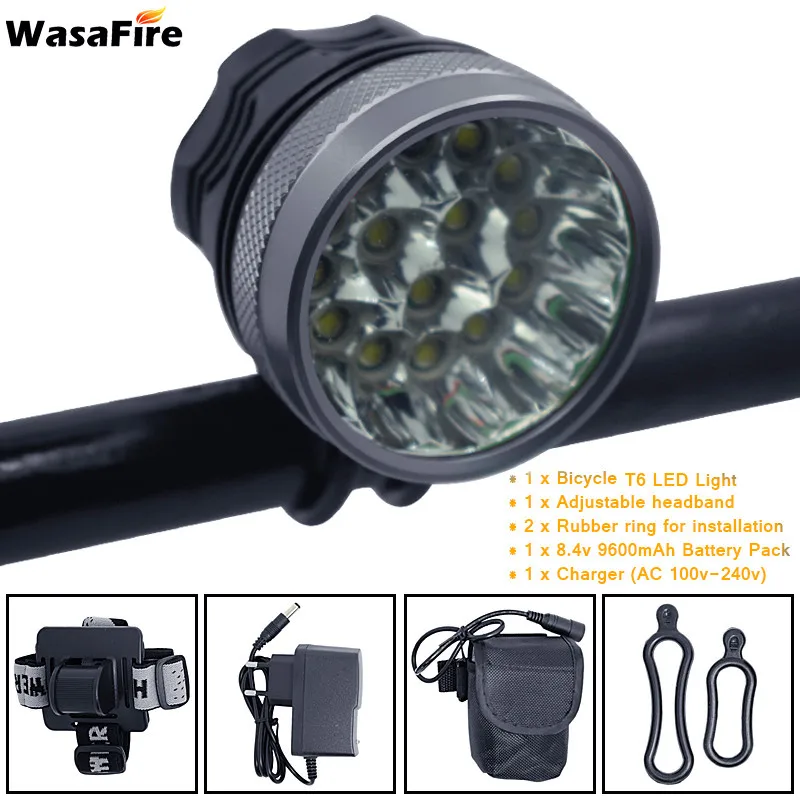 

WasaFire Waterproof 15*T6 LED Bicycle Light 25000lm luz bicicleta farol Bike front Light fietsverlichting cycle lights led lamp