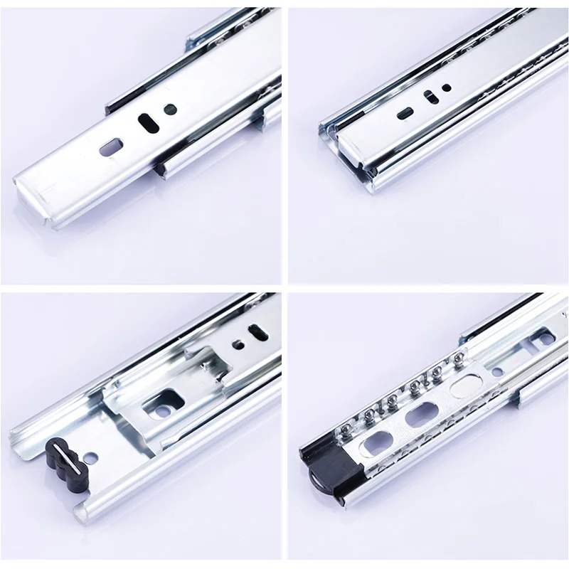 

8inch Mute Steel Damping Buffer Three Section Drawer Slide Solid Stell Ball Self Closing Runner CLH@8