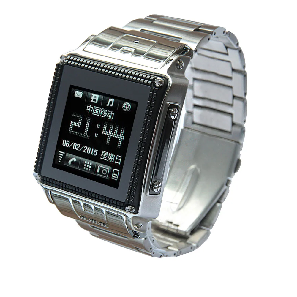 Смарт часы мобильный телефон W818 Quad Band нержавеющая сталь IP67 водонепроницаемый GSM нержавеющая сталь Толстая полоса, камера, Java, MP34