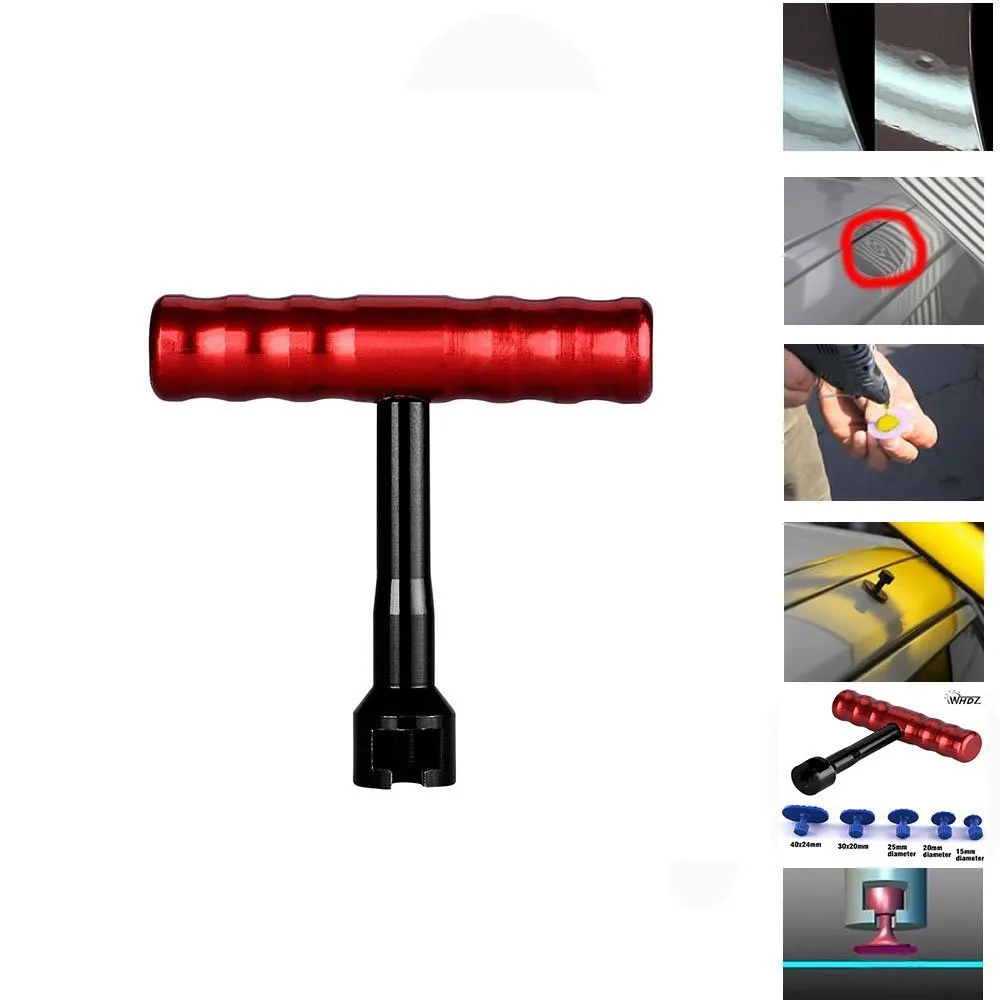 PDR Glue Puller Grip T-handle Dent Puller with 5pcs Glue Tabs for Paintless Dent Repair - Dent Repair Tool (6)
