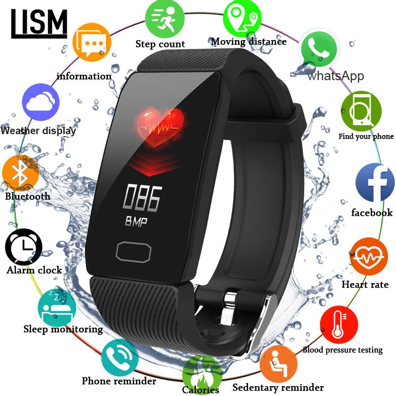 Smart Band Blood Pressure Q1 Heart Rate Monitor Fitness Tracker Watch Bracelet Waterproof Weather Display Women | Электроника