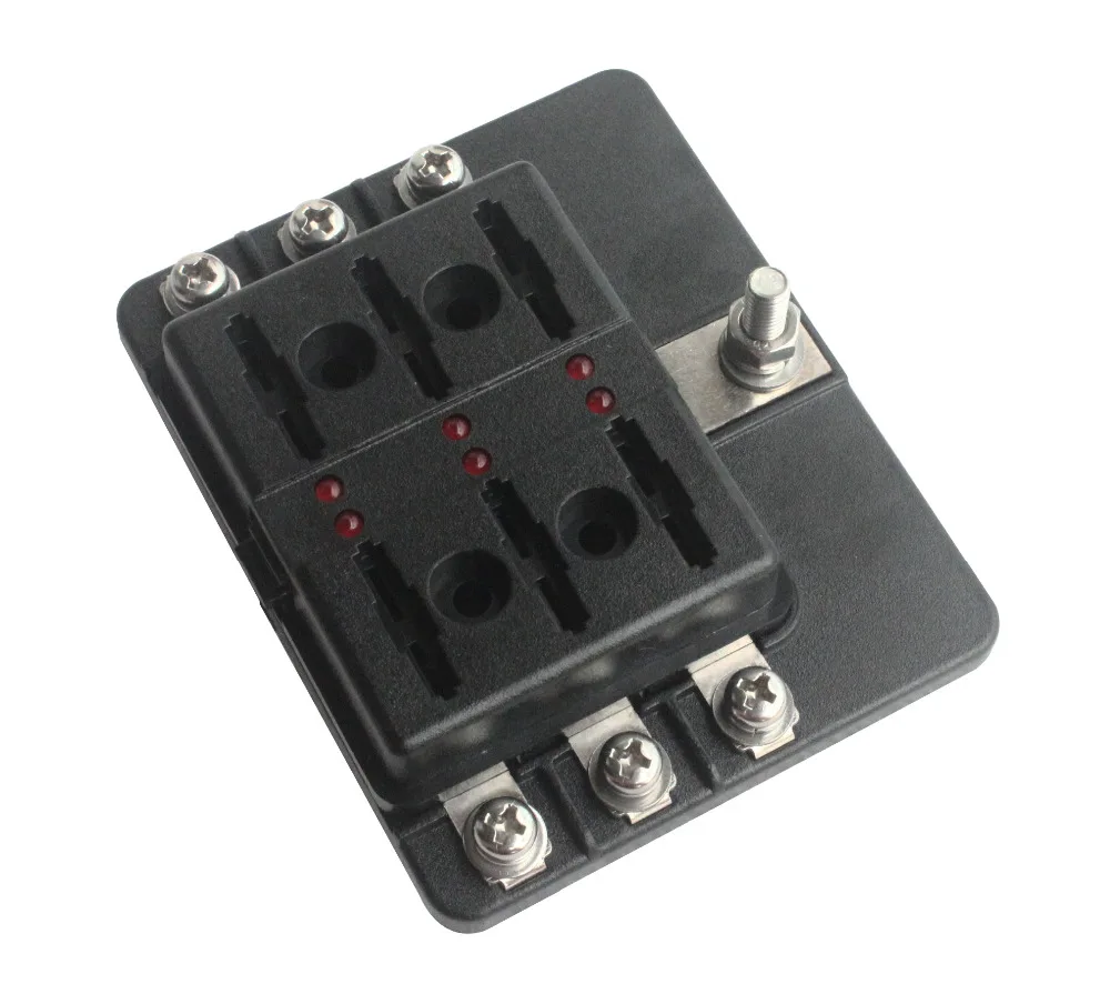 Professional 6 Way LED Warning Automative ATC ATO Blade Fuse Box Holder 12V~32V Circuit Block Box for Car Boat Jeep+40 Stickers-in Car Switches & Relays ...