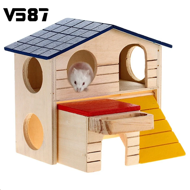 Rat House Wooden Hamster Ladder Pet Small Animal Rabbit Mouse Hideout