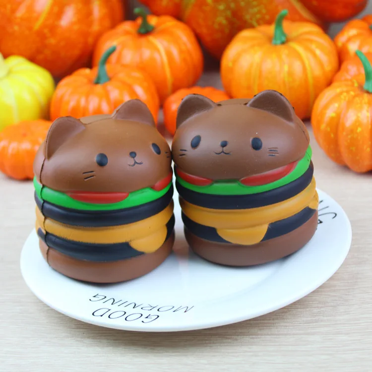 Kawaii Большой гамбургер Собака Мягкий десерт щенок кукла хлеб медленно