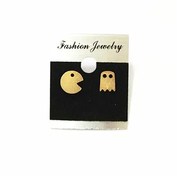 

V Attract 10pairs Pacmen Stud Statement Earrings for Women Earring 2 Colors Trendy Stainless Steel Earrings Earring