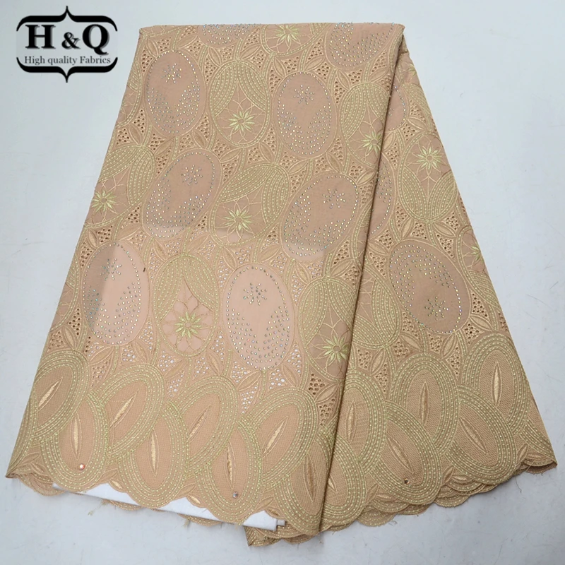 

Best Selling Swiss Voile Lace Fabric with Stone High Quality African cotton Lace Fabric Embroidery African Dress for Party dress