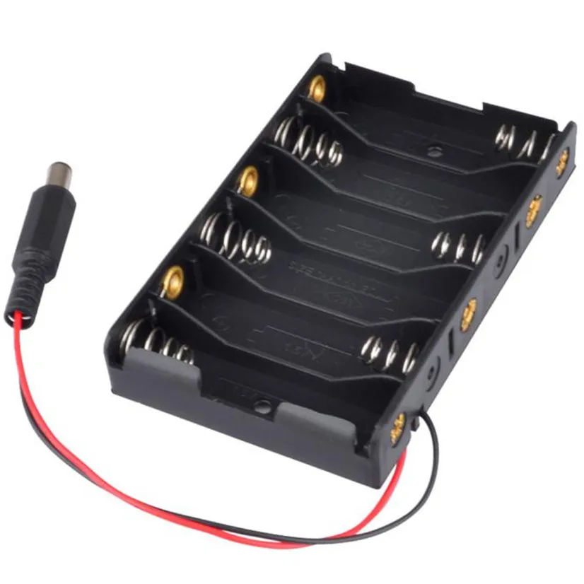 

5pcs/lot MasterFire 6 x AA ABS Plastic Battery Storage Box Case Cover Holder With DC2.1 Power Jack For Arduino Free Shipping