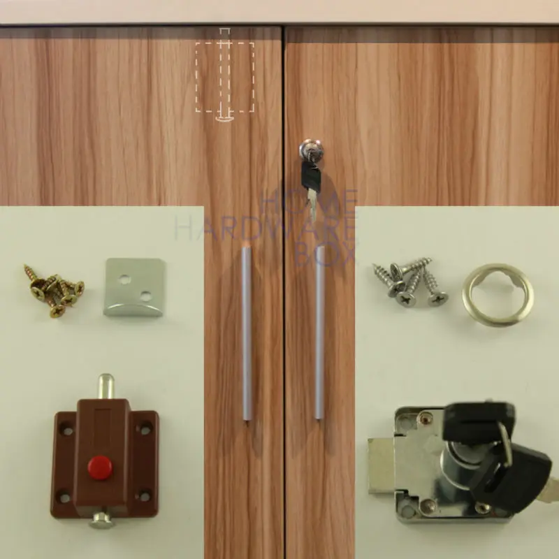 Spring Loaded Bolt Cabinet Double Swing Door Latch And Lock With