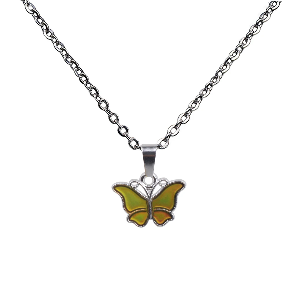 Cute Mini Butterfly Pendant Color Change Emotion Mood Pendant Necklace