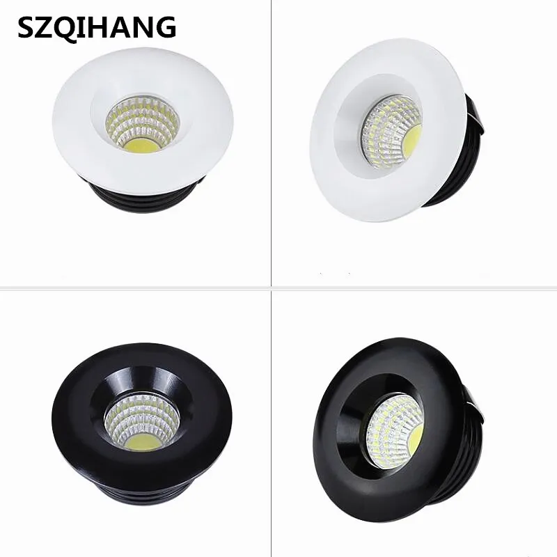 Dimmable 3W 5W Round COB Mini Spot Recessed Down Lamp White shell Black shell COB Led Ceiling Light t AC110V AC220V