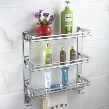 

MTTUZK DIY Stainless steel 3 layers washing machine racks towel bar with hook bathroom Shelves kitchen and toilet storage rack