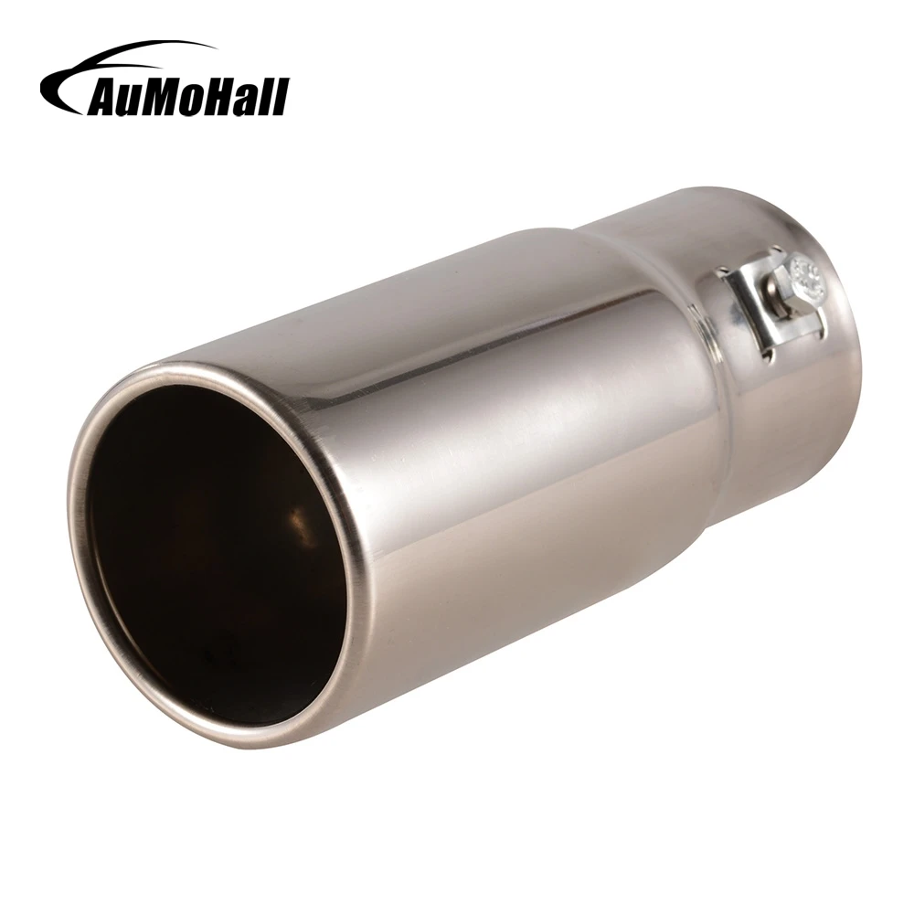 AuMoHall Stainless Steel Straight Car Exhaust End Pipes Silver
