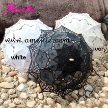 Баттенбург Свадебный зонт с деревянной ручкой зонтик белый черный слоновой кости кружева хлопок Свадебный зонтик