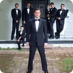 Индивидуальный заказ черные мужские свадебные костюмы женихов Для мужчин смокинг лацканы лучший мужской блейзер 2 частей пальто брюки