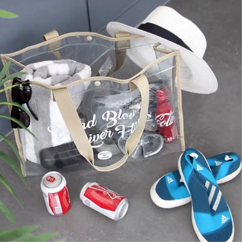 4styles Transparent PVC Travel Beach Bag Fashion Women Shopping Storage Summer Swim bag Clear Shoulder tote