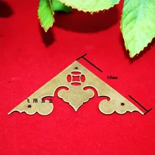 58 мм латунь треугольник Ming украшения углу Декоративный уголок часть коробки Медь углы Медь угол охвата