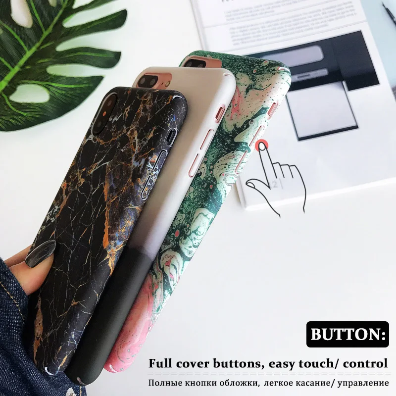 KIPX1070_4_JONSNOW Marble Pattern Phone Case for iPhone XR XS Max 6 6S 7 8 Plus Case Fashion Flowers All-inclusive PC Hard Back Cover Capa Coque