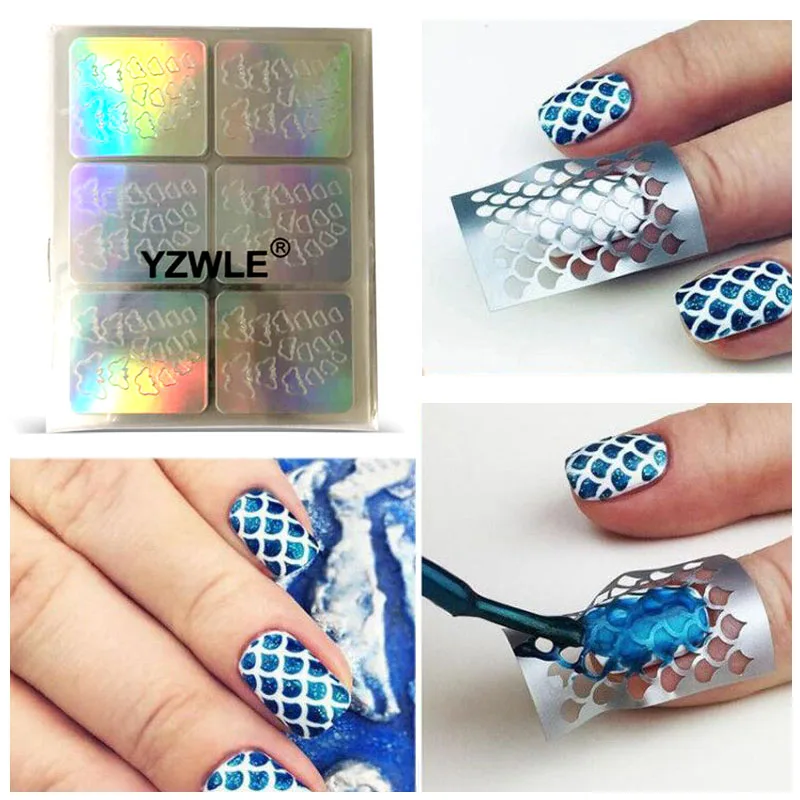 

10 Sheets/set DIY Nails Irregular Grid Stencil Reusable Nail Art Vinyls Hollow Stickers Stamping Template Nail Tools