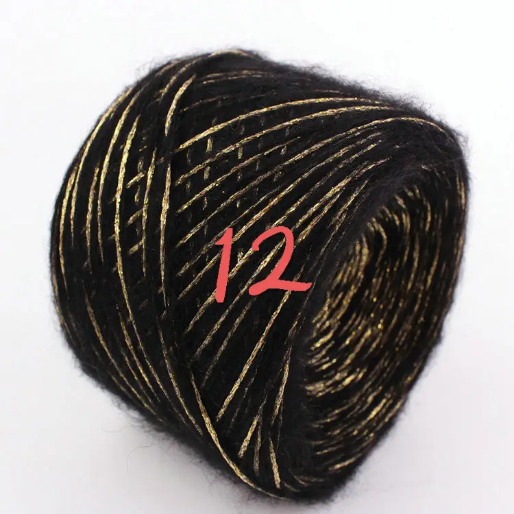 color 12 200 г мохер металлизированная толстая пряжа мерсеризованная пряжа для вязания крючком Золотая и серебряная пряжа для вязания ровинг массивная пряжа шерсть ZL50 - Цвет: color 12