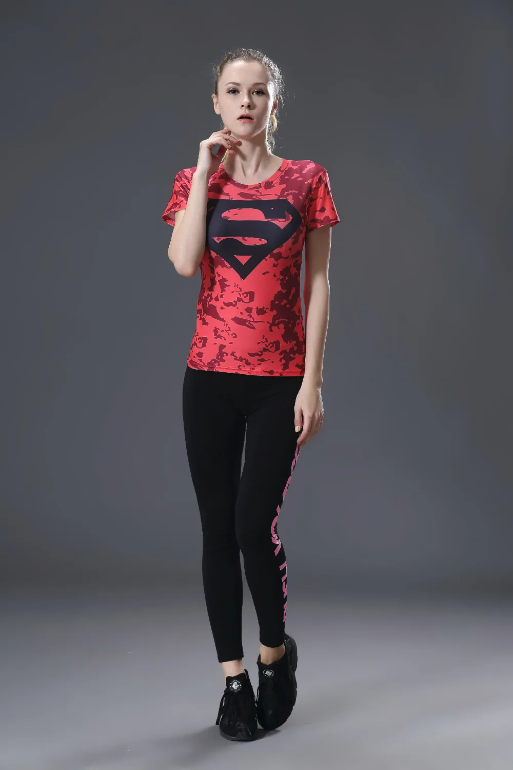 Marvel Женская Повседневная Супермен облегающий футболка с коротким рукавом летняя тонкая сухая быстросохнущая футболка Топы Плюс Размер дропшиппинг