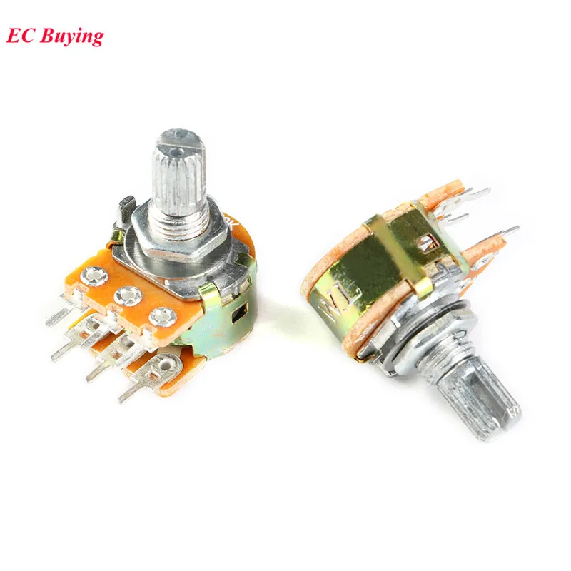 Potentiometer Kit WH148 Dual Potentiometer 1K 2K 5K 10K 20K 50K 100K 500K ohm B1K B2K B5K B10K B20K B50K B100K B500K 6 Pins 15mm 5Pcs/1pc