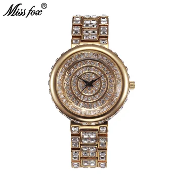 

Miss Fox 39mm Luxury Watches Women Top Brand Diamond Women Quartz Watches Stainless Steel Japan Movement Female Bayan Kol Saati