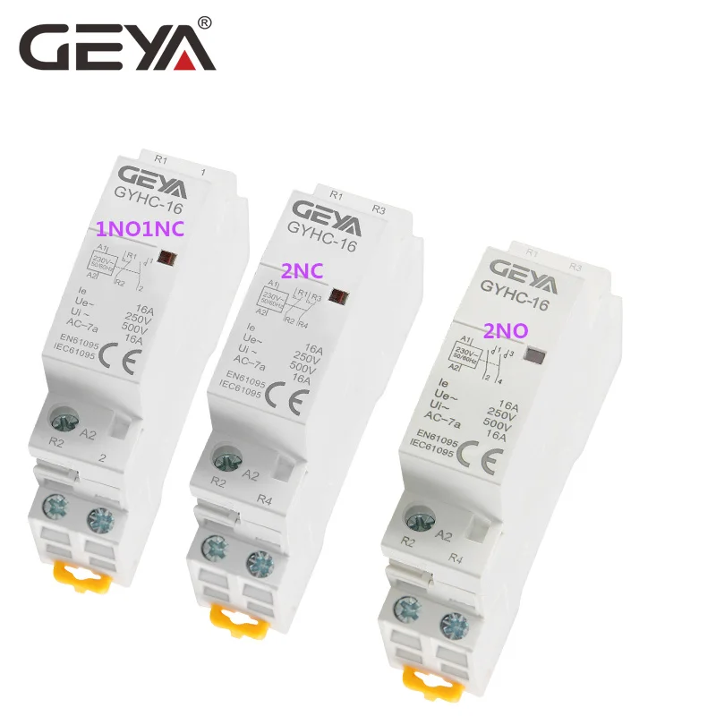 GEYA GYHC модульный контактор 2P 16A 20A 25A 2NO или 2NC или 1NO1NC220V автоматический бытовой контактор на din-рейке