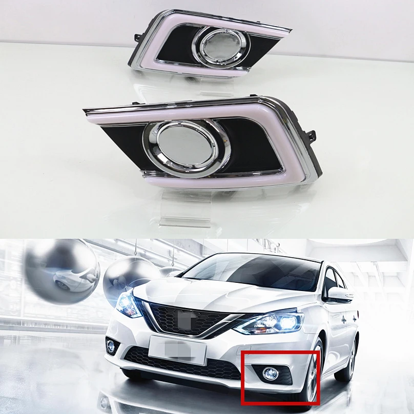 

Car Flashing car-styling For Nissan Sentra 2016 2017 LED driving DRL with Daytime Running Light style Daylight Fog Head Lamp