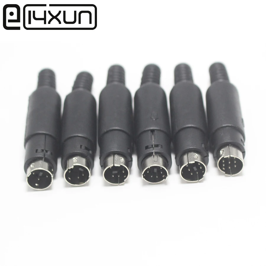 

EClyxun 1Pcs Mini 3 4 5 6 7 8 Pin Din Male Plug With Plastic Handle Adapter Soldering Cables DIY Connector