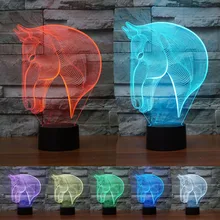 Calidad superior de La Manera 3D Cabeza de Caballo Lámpara Atmósfera Humor Visual multicolor Luz de La Noche Decoración de La Lámpara de Dormir libre gratis