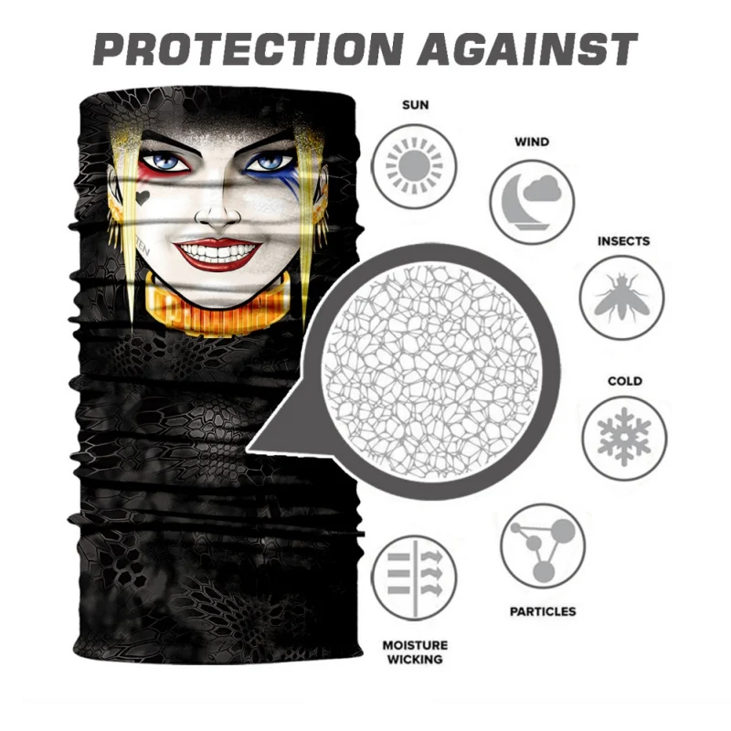 Езда Лицо Капюшон ветрозащитный Бесшовные платок 3D печати клоун Скелет змеиным узором дышащие маска для улицы - Цвет: A1