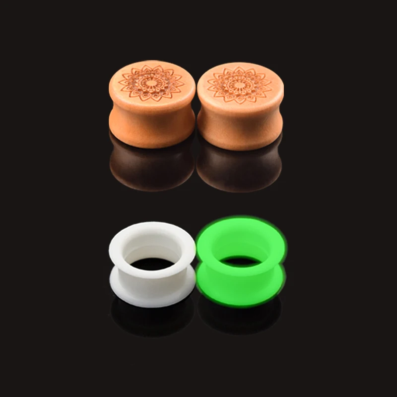 Soft Silicone Ear Plugs Tunnels glow in dark Ear Tunnel Piercings Wood
