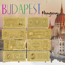 Billetes de oro de Hungría al por mayor, juego de 8 Pcs15-1000000, dinero falso de oro Forint en período diferente, decoración para el hogar gratis Coa