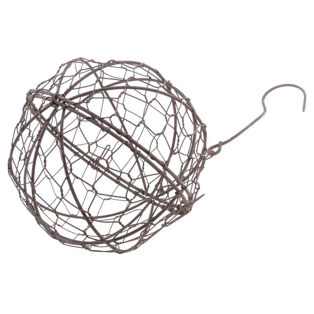 MagiDeal Rustic Romantic Iron Frame Ball Shape Succulent Pot Hanging Pot Hanging / Freestanding Metal Planter Flower Pots