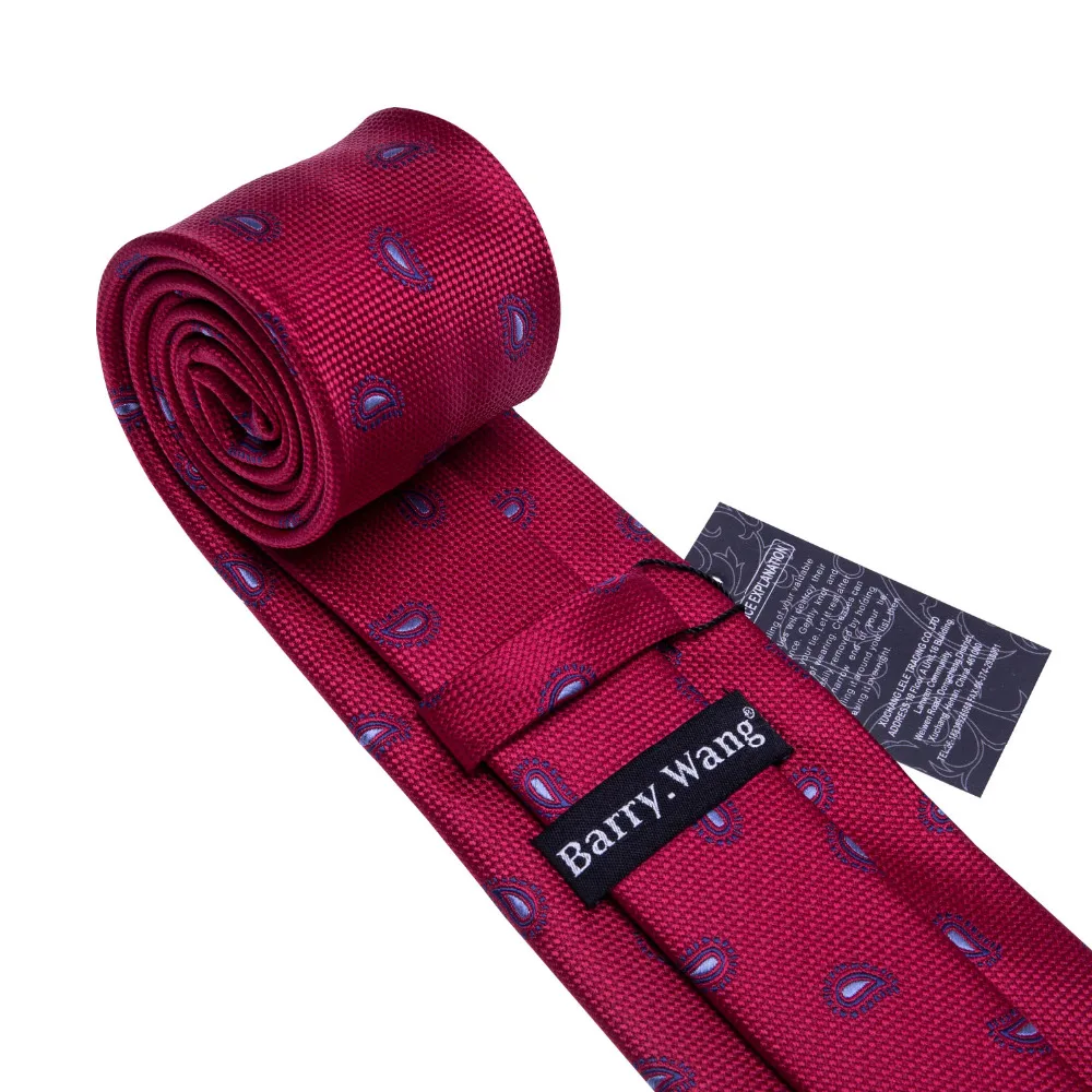 Барри. Ван 2018 Новое поступление галстук красный галстук с ярким узором Для мужчин 8,5 см галстук, носовой платок, Запонки Набор для Свадебная