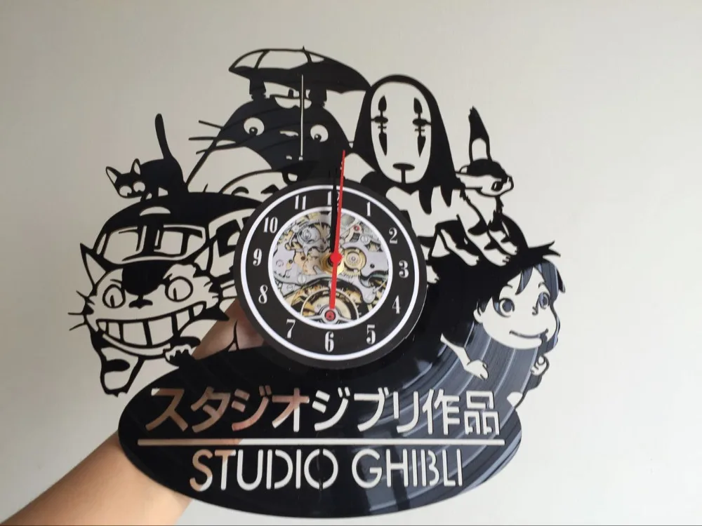 Студия Ghibli Аниме подарок виниловая запись настенные часы домашний декор искусство