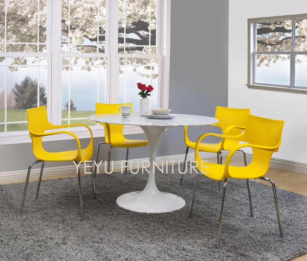 

Modern Home Dining Side Chair Minimalist Modern Design Chair Simple Design Caft Loft Chairs Plastic and steel base chair 4PCS