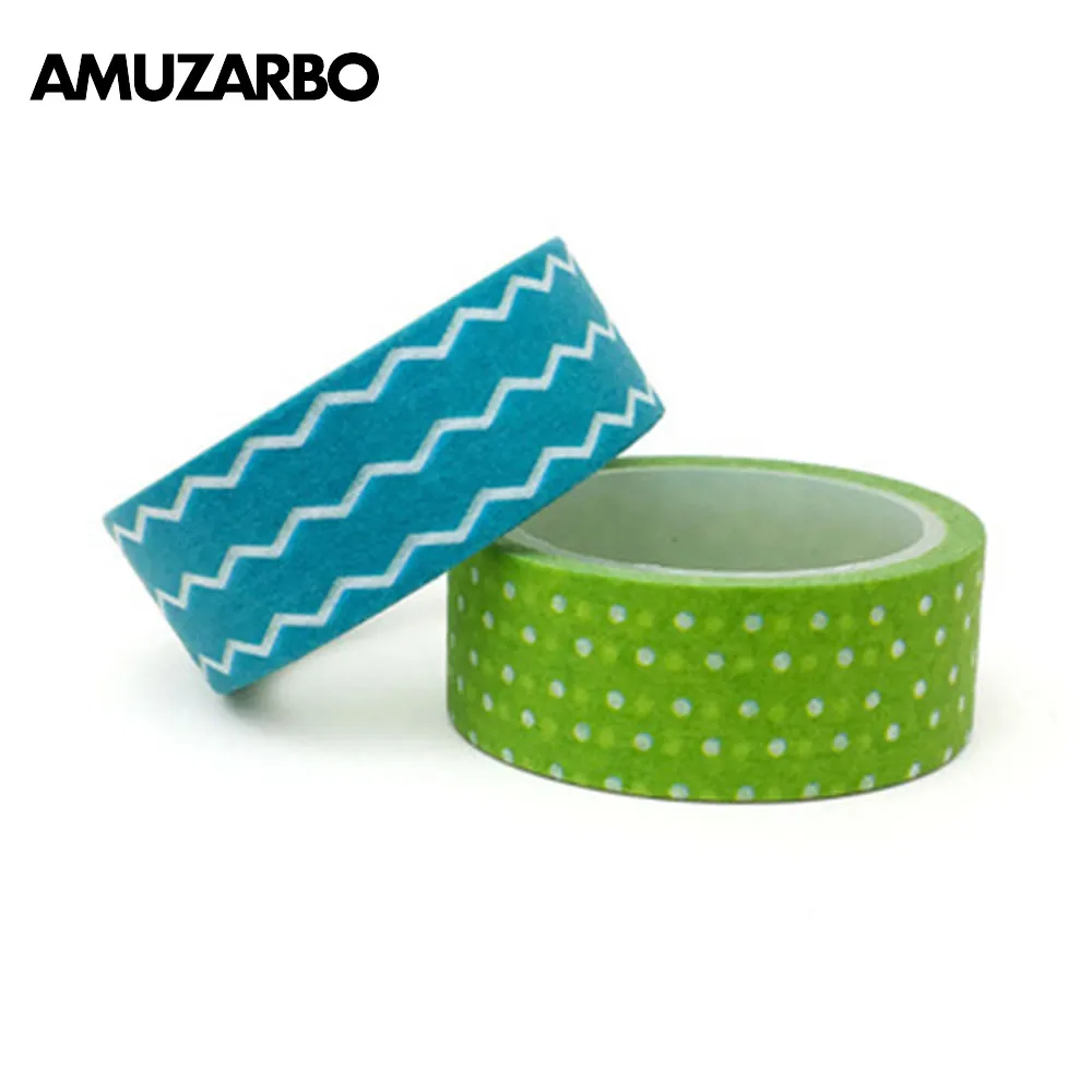 

1PCS Blue wavy green wavy points Masking Tape Washi Adhesive Tape Stationery Decorative cute Sticker Decorative Paper Tape