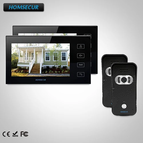 

HOMSECUR 7" Wired Hands-free Video&Audio Smart Doorbell with Black Monitor TC021-B Camera +TM704-B Monitor