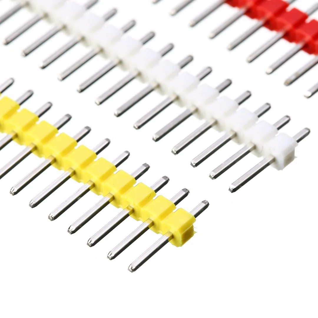 12pcs 2.54mm Pitch Single Row Straight Strip Pin Header 40Pin Male Pin Header  6 Colors For PCB Panel