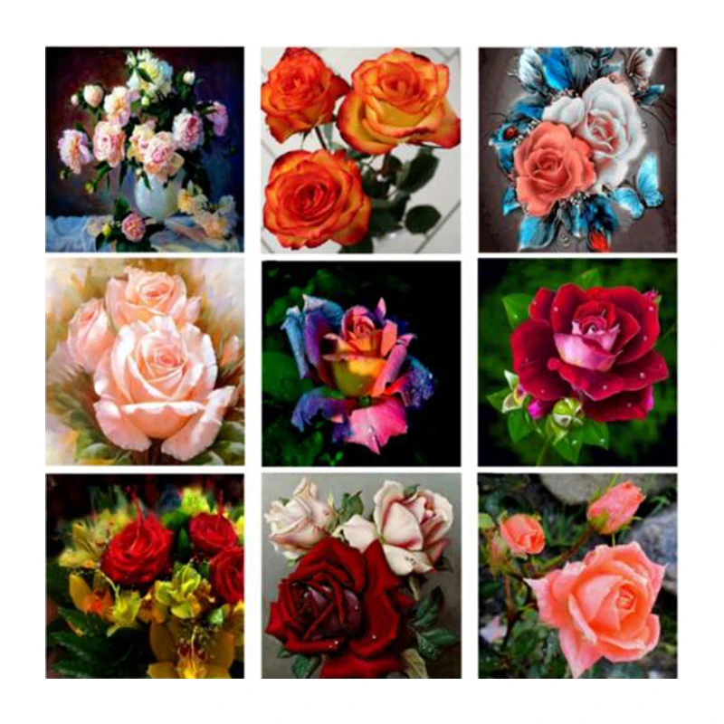 

New Full Dimond Mosaic Cross Stitch Unfinished Diy 5D Diamond Painting Rose Needlework Diamond Embroidery Flowers Christmas XU