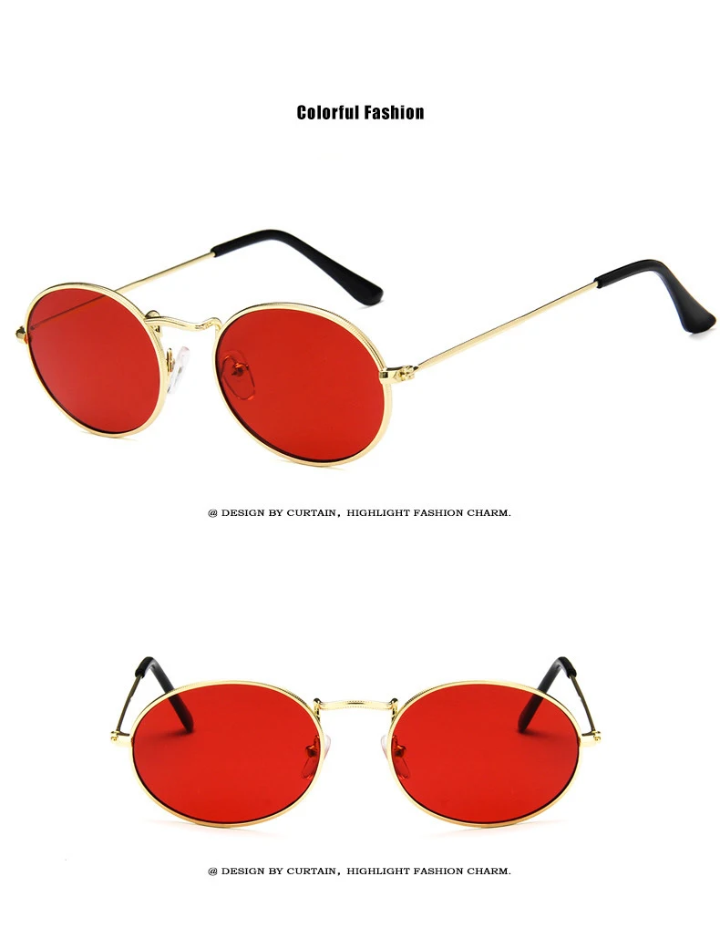 Новинка, металлические маленькие овальные солнцезащитные очки для женщин, фирменный дизайн, яркие цвета, солнцезащитные очки для улицы, Oculos De Sol Feminino