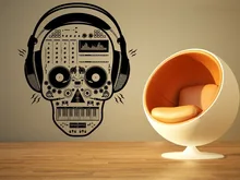 Творческий Череп Виниловые Наушники Сахарный Череп Музыка Dj Стены Искусства Настенной Росписи Стикер Группа Номер Спальни Дома Декоративные Украшения