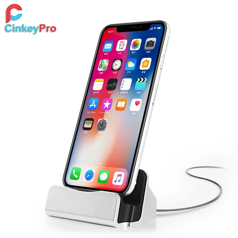 CinkeyPro Table Charger Dock for iPhone 5 6 7 8 X 5V2.1A Charging Stand