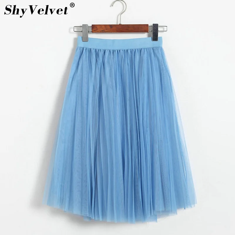 Тюлевые юбки женские милые гофрированный с сеткой слойные Принцесса длиной до колена миди трапециевидные Бальные юбки пачка для взрослых эластичная высокая талия Faldas