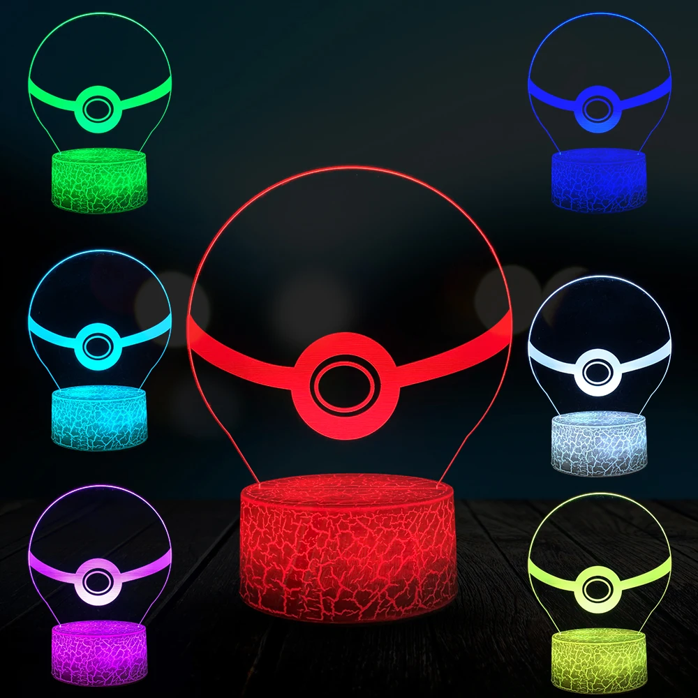 Pokemon Ball Poke Luminaria 3D Lamp Cartoon Japanese LED Atmosphere