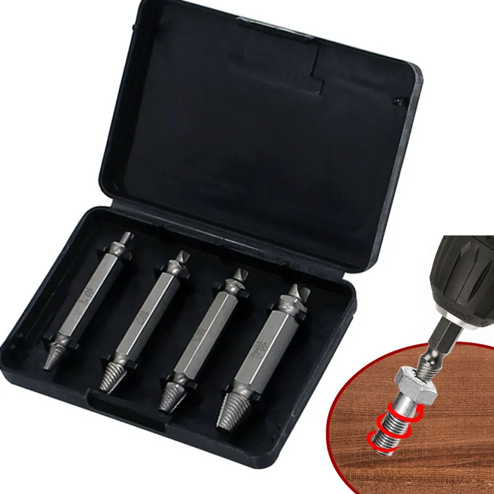 Binoax-4Pcs-Screactor-Drill-Bits-Guide-Set-Broken-Damaged-Bolt-Remover-Double-Ended-Damaged-Screw_